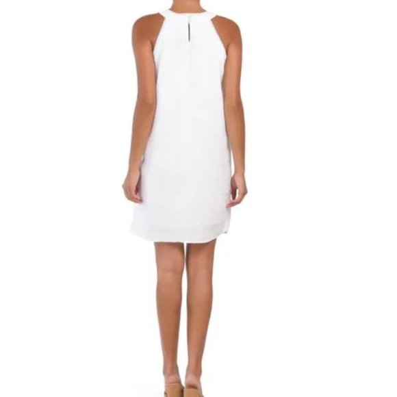 Lucky Brand New Short Linen Dress Size S White A-Line Embroidered - Picture 3 of 10
